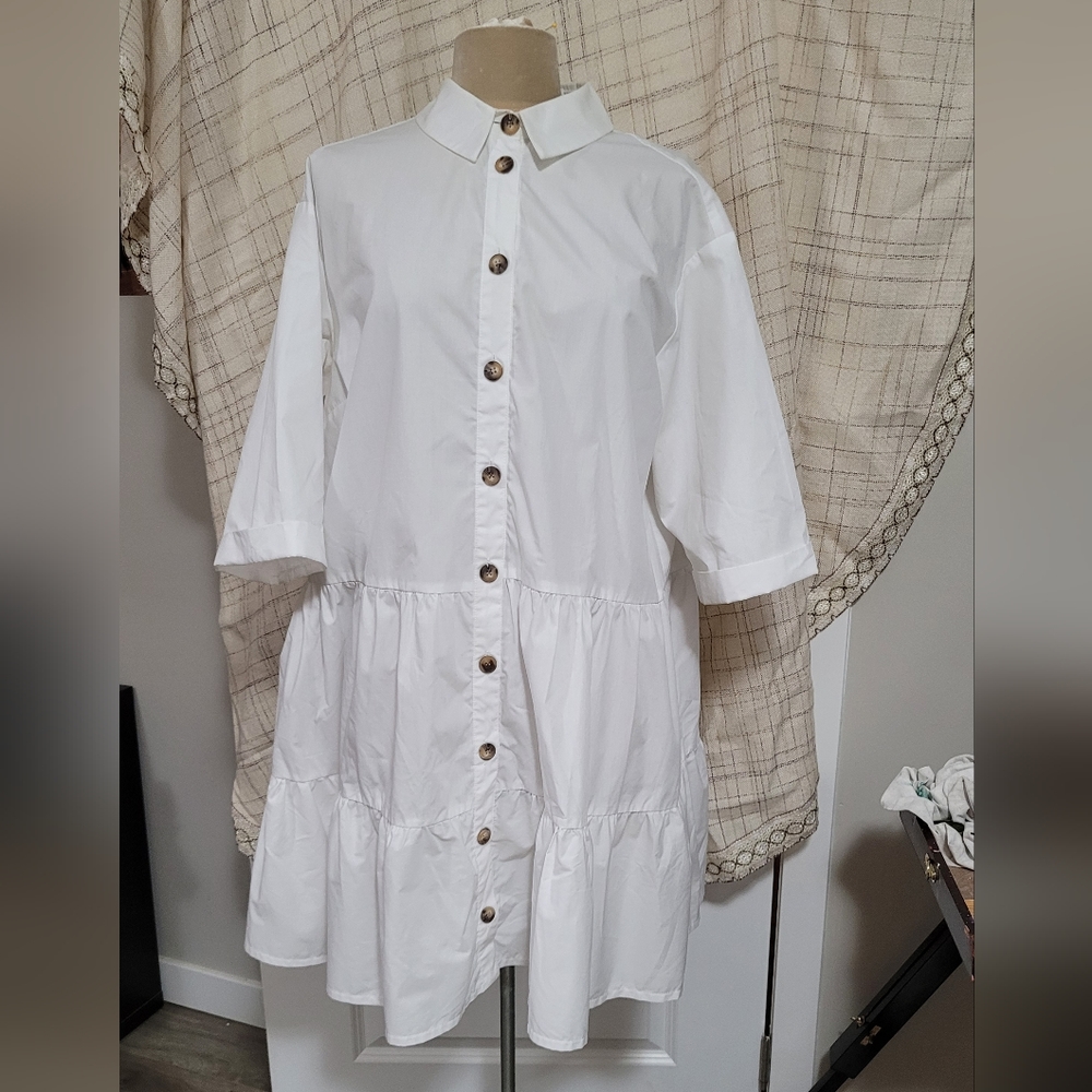 asos White Plus Size Tunic Dress Size 16